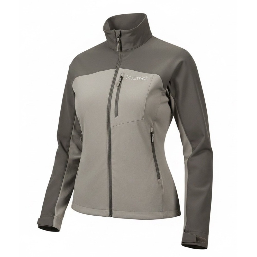 Marmot Softshell Jacket Women Small Petite Gray Full Zip Outdoor Hiking